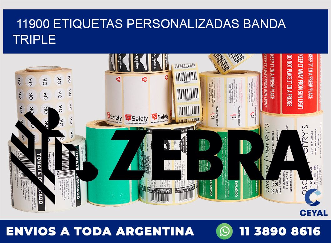 11900 Etiquetas personalizadas banda triple