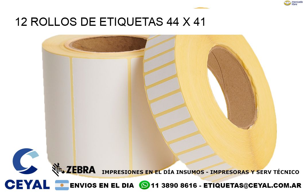 12 ROLLOS DE ETIQUETAS 44 x 41