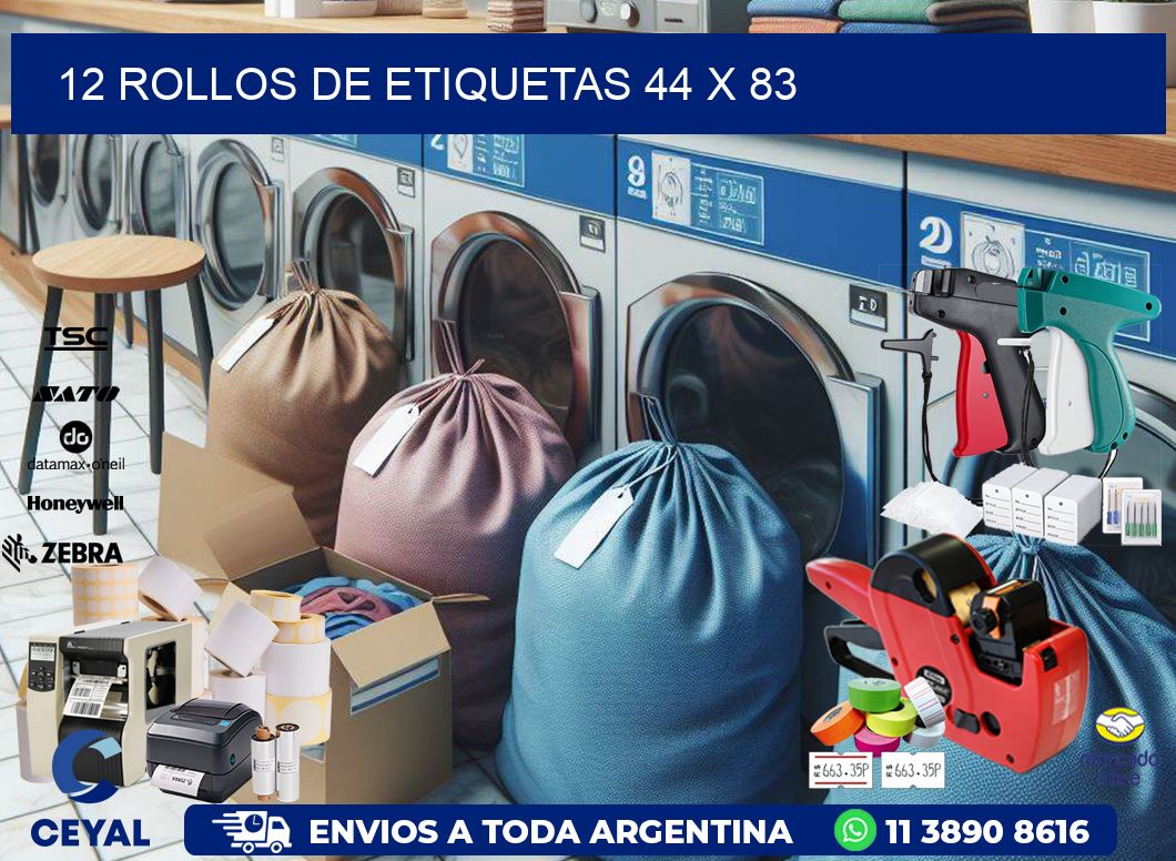 12 ROLLOS DE ETIQUETAS 44 x 83