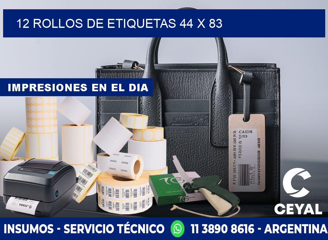 12 ROLLOS DE ETIQUETAS 44 x 83