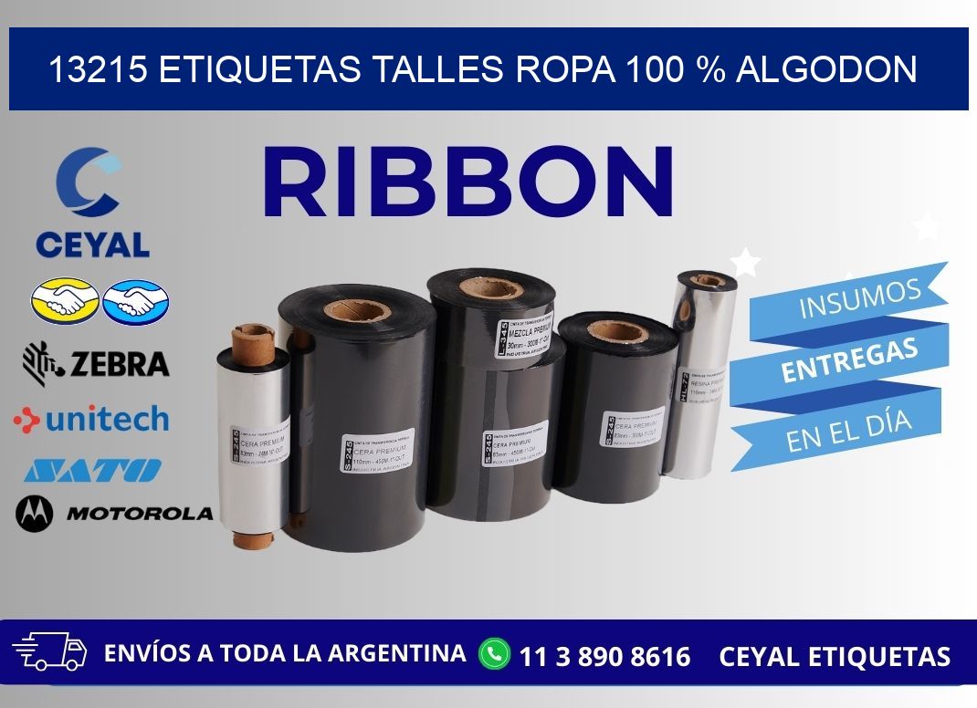 13215 ETIQUETAS TALLES ROPA 100 % ALGODON