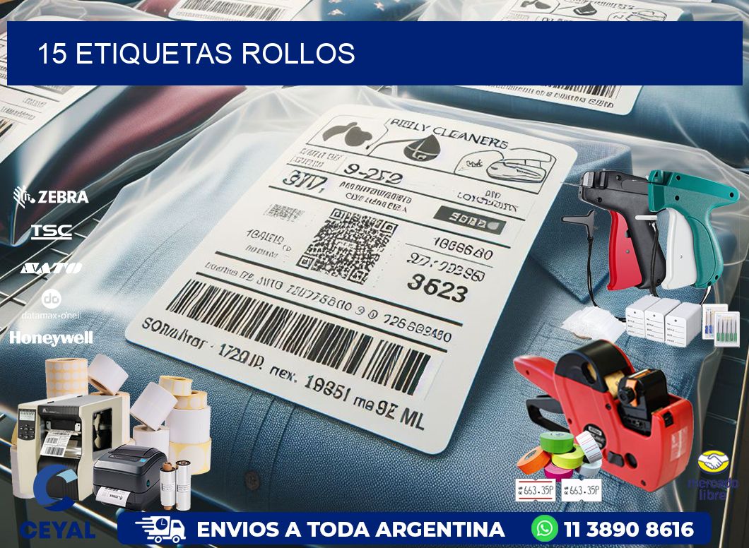 15 etiquetas rollos