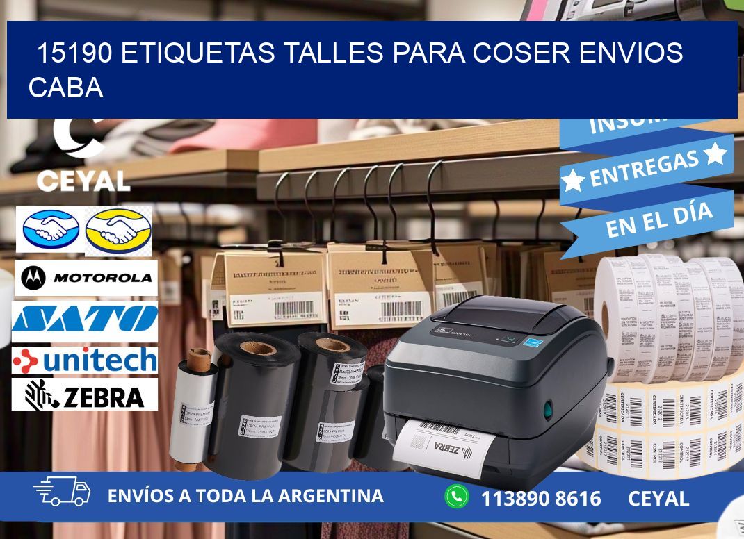 15190 ETIQUETAS TALLES PARA COSER ENVIOS CABA