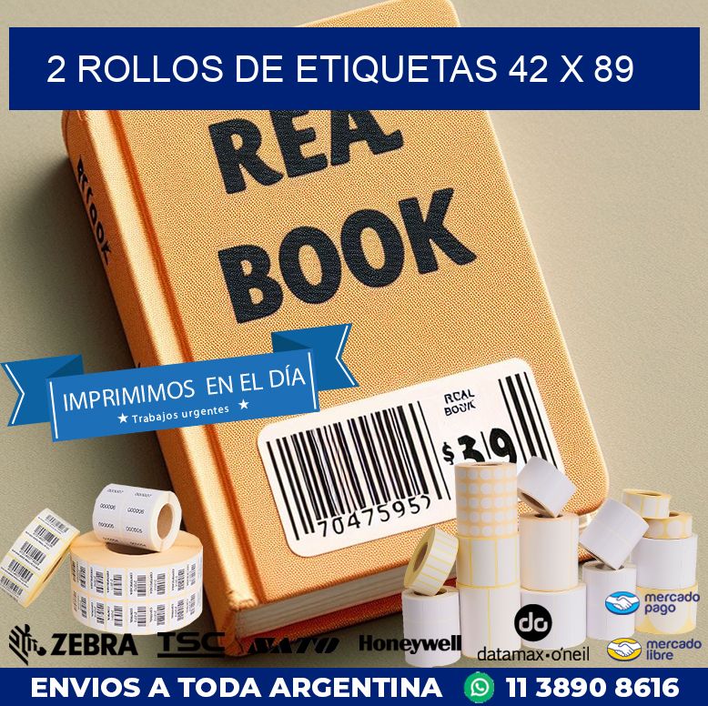 2 ROLLOS DE ETIQUETAS 42 x 89