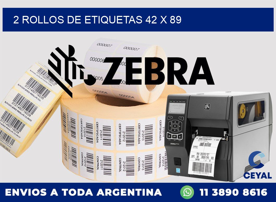 2 ROLLOS DE ETIQUETAS 42 x 89