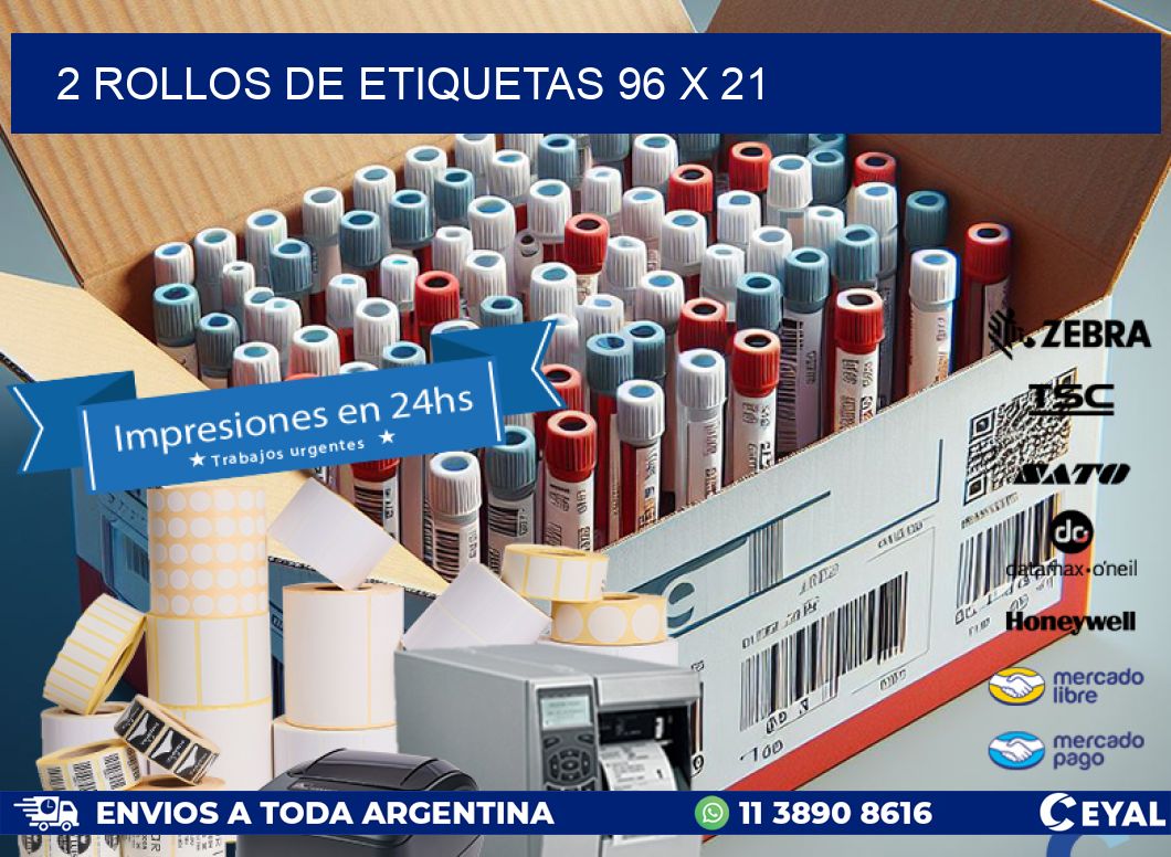 2 ROLLOS DE ETIQUETAS 96 x 21