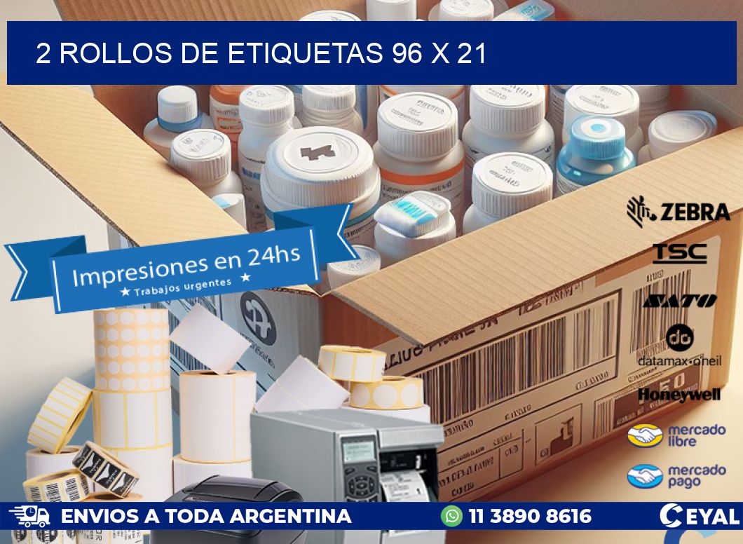 2 ROLLOS DE ETIQUETAS 96 x 21