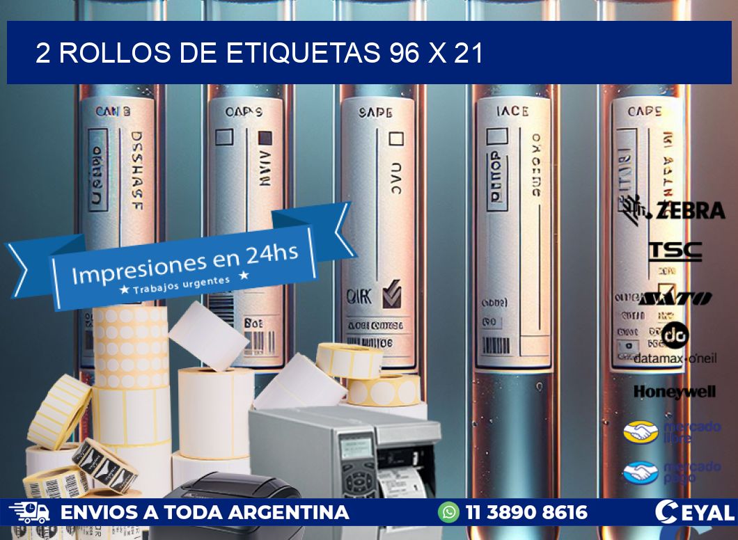 2 ROLLOS DE ETIQUETAS 96 x 21