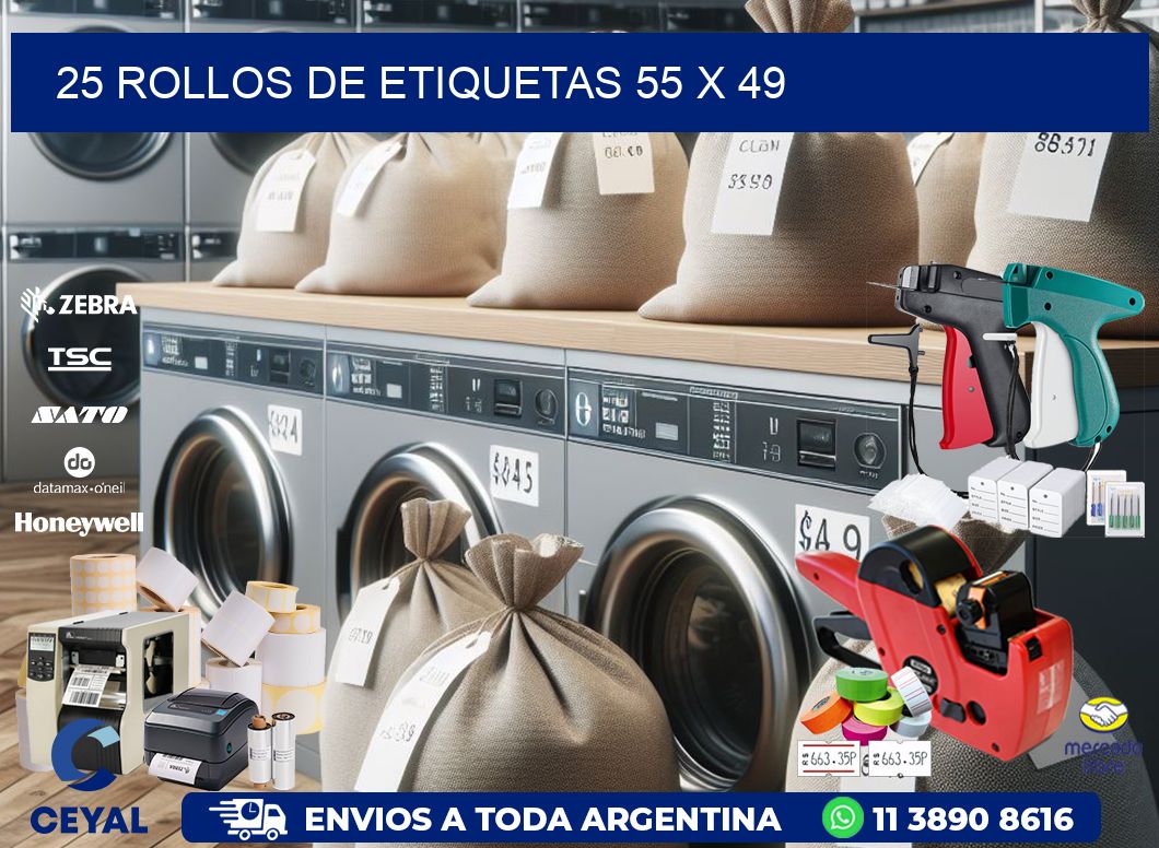 25 ROLLOS DE ETIQUETAS 55 x 49