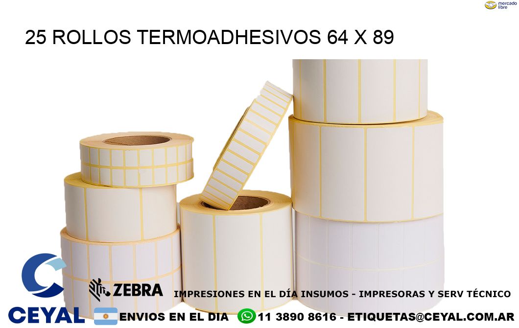 25 ROLLOS TERMOADHESIVOS 64 x 89