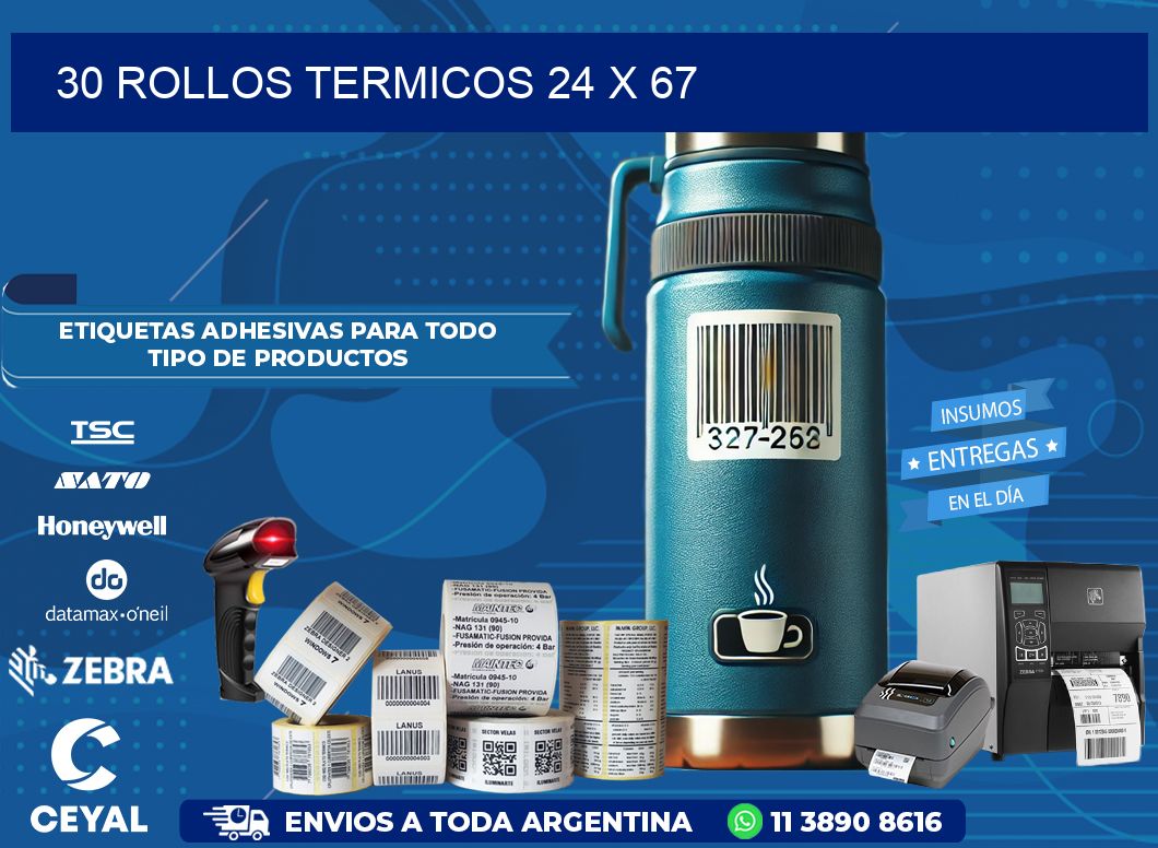 30 ROLLOS TERMICOS 24 x 67