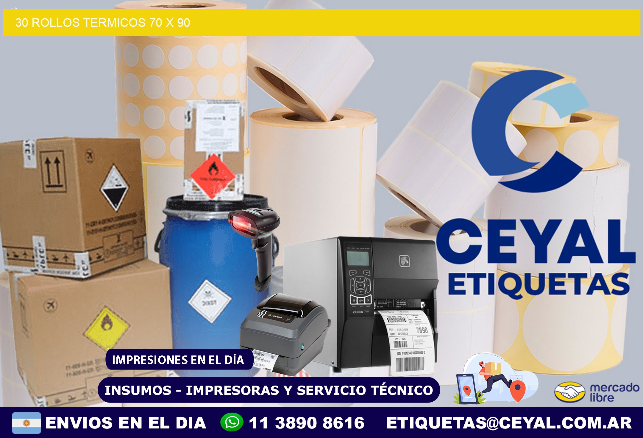 30 ROLLOS TERMICOS 70 x 90