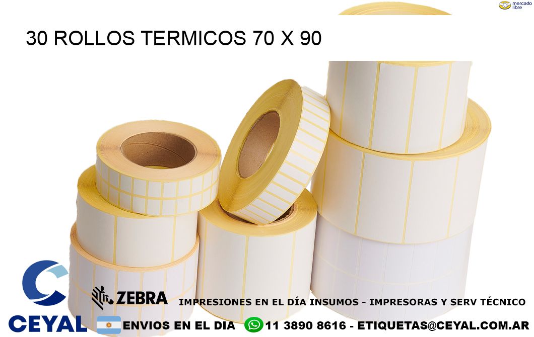 30 ROLLOS TERMICOS 70 x 90