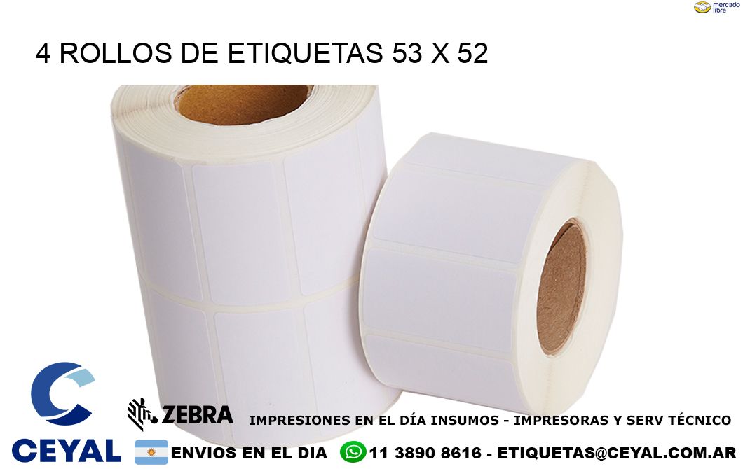 4 ROLLOS DE ETIQUETAS 53 x 52