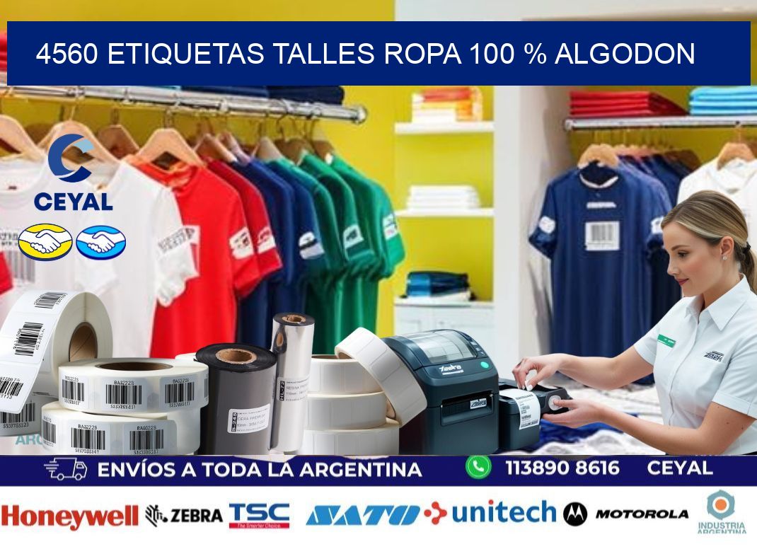 4560 ETIQUETAS TALLES ROPA 100 % ALGODON
