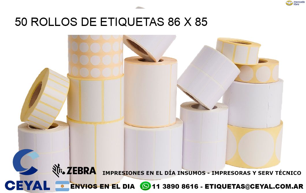 50 ROLLOS DE ETIQUETAS 86 x 85