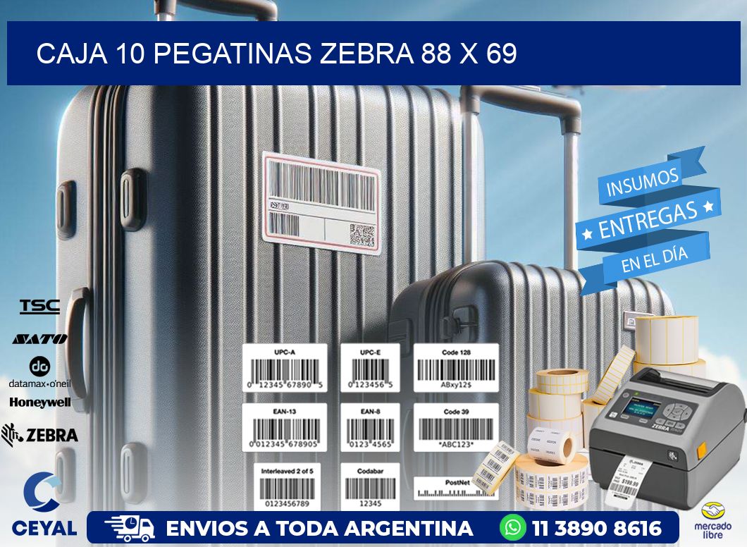 CAJA 10 PEGATINAS ZEBRA 88 x 69