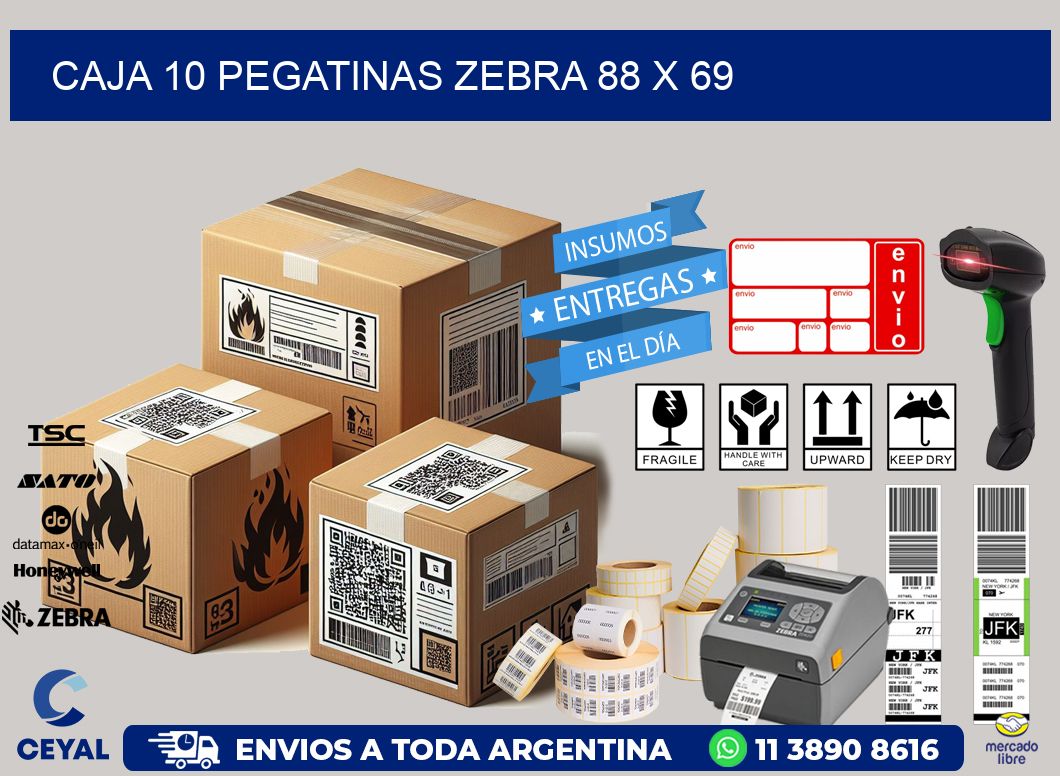 CAJA 10 PEGATINAS ZEBRA 88 x 69