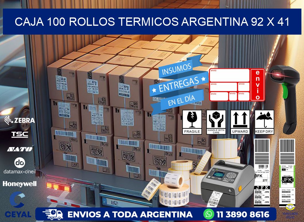 CAJA 100 ROLLOS TERMICOS ARGENTINA 92 x 41