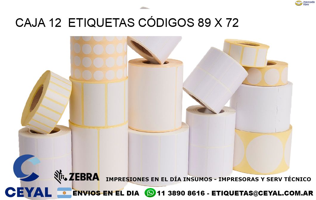 CAJA 12  ETIQUETAS CÓDIGOS 89 x 72