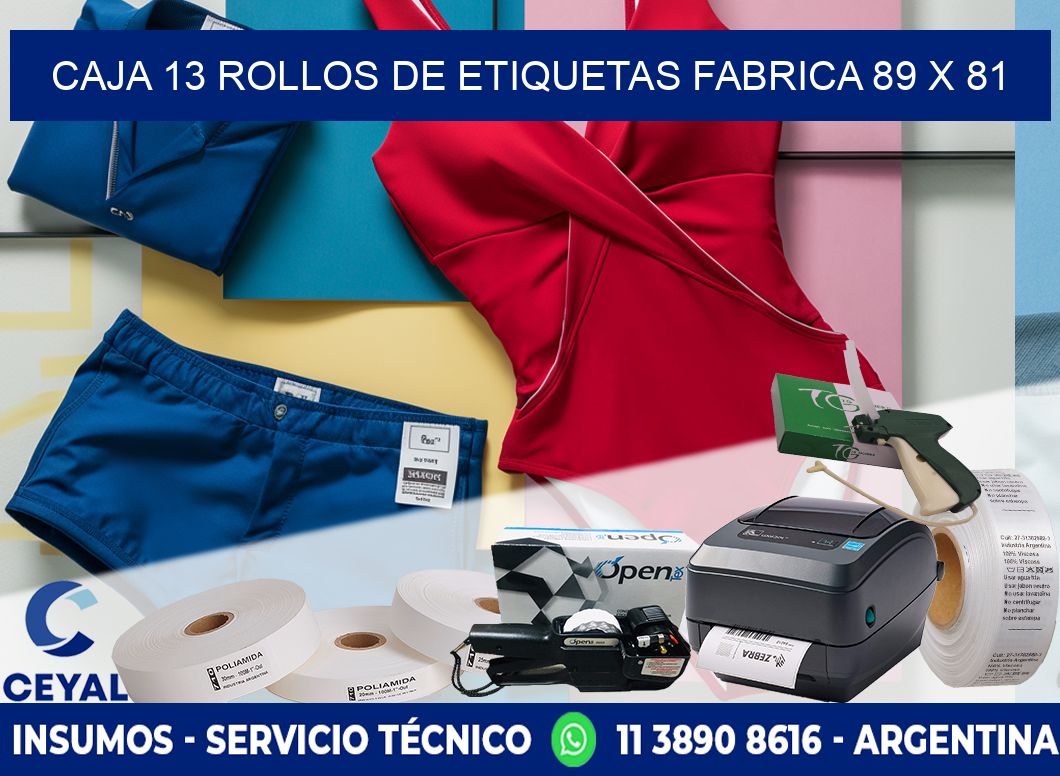 CAJA 13 ROLLOS DE ETIQUETAS FABRICA 89 x 81