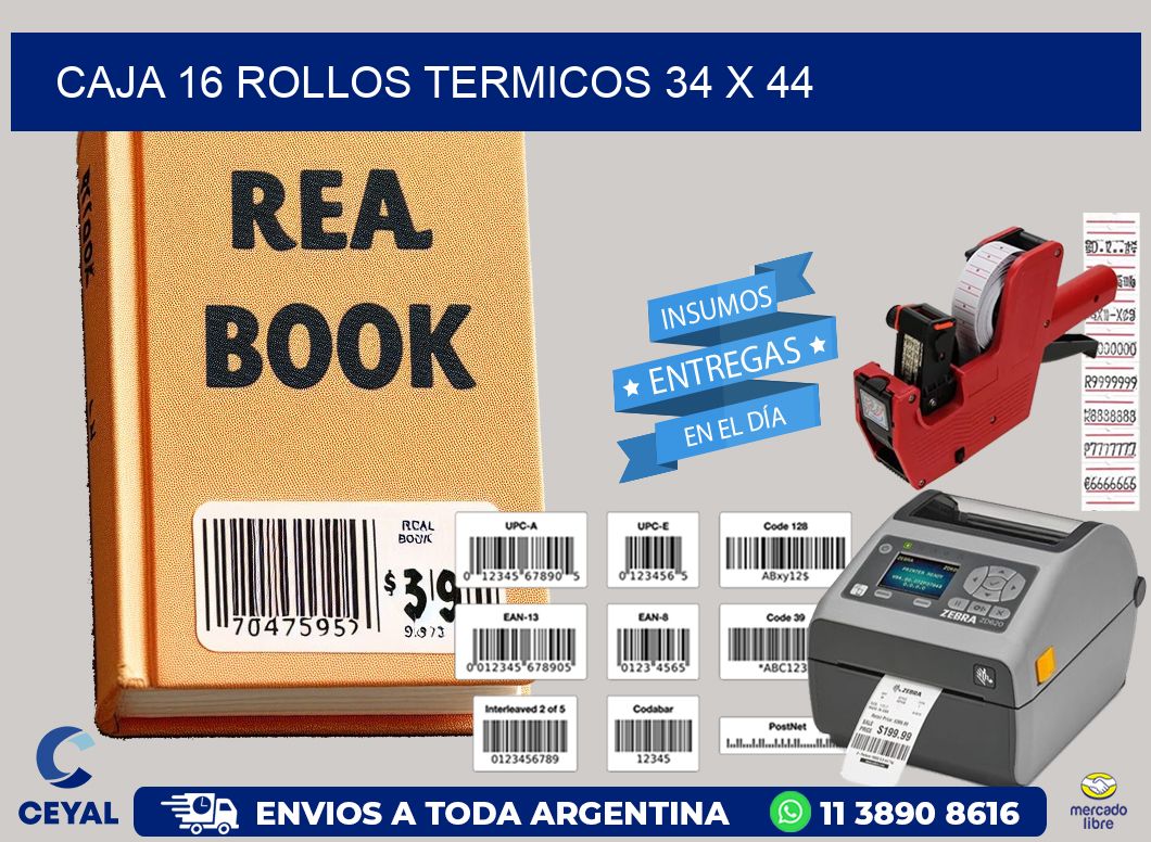 CAJA 16 ROLLOS TERMICOS 34 x 44