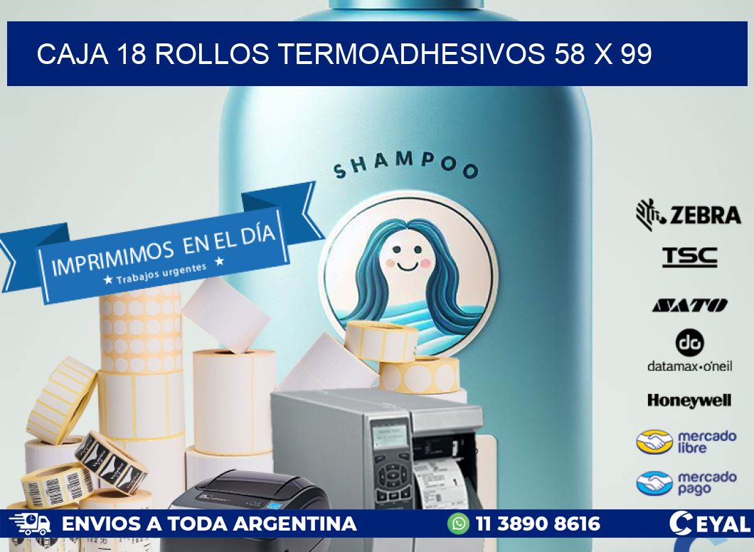 CAJA 18 ROLLOS TERMOADHESIVOS 58 x 99