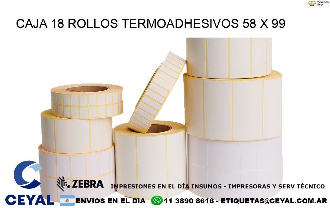 CAJA 18 ROLLOS TERMOADHESIVOS 58 x 99