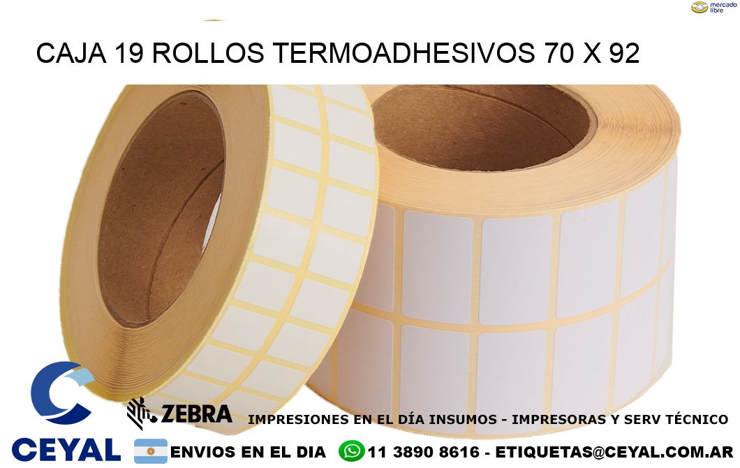 CAJA 19 ROLLOS TERMOADHESIVOS 70 x 92