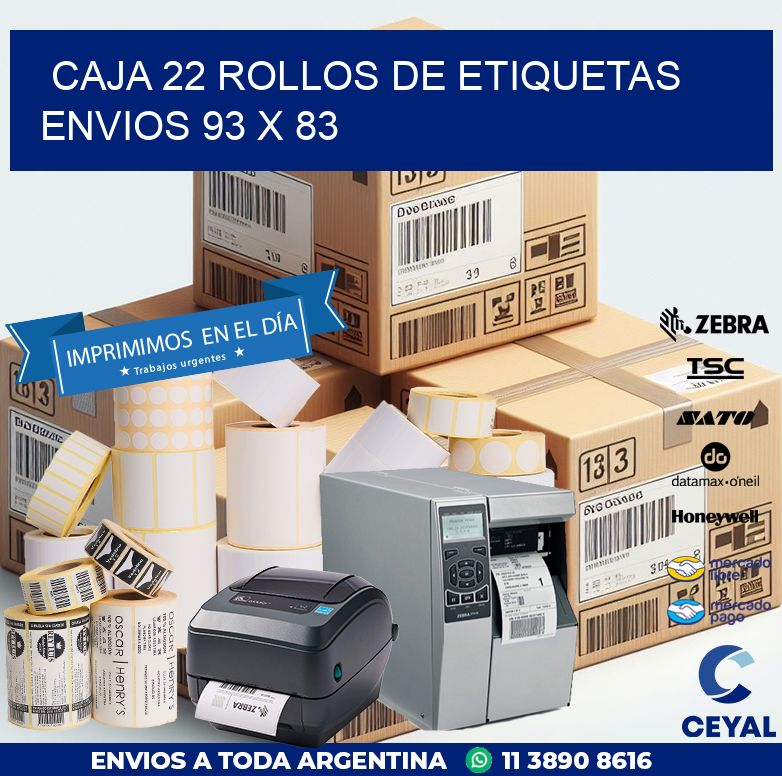 CAJA 22 ROLLOS DE ETIQUETAS ENVIOS 93 x 83