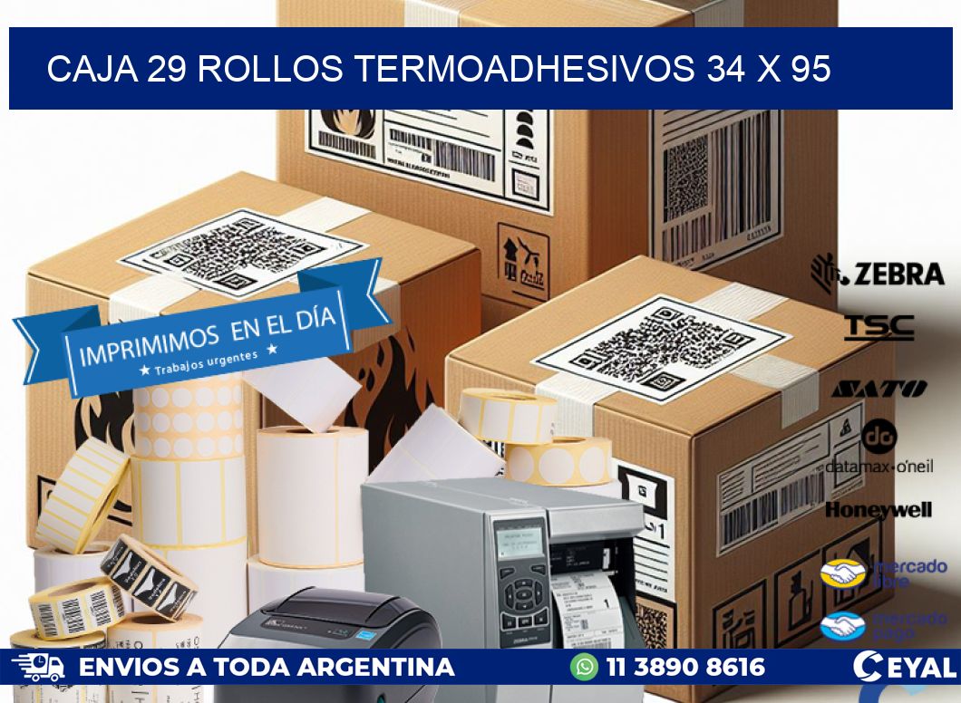 CAJA 29 ROLLOS TERMOADHESIVOS 34 x 95