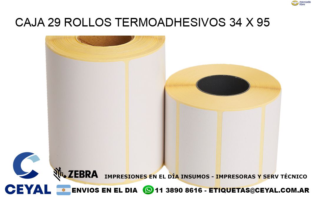 CAJA 29 ROLLOS TERMOADHESIVOS 34 x 95