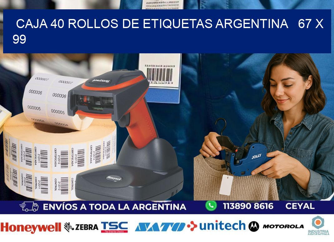 CAJA 40 ROLLOS DE ETIQUETAS ARGENTINA 67 x 99