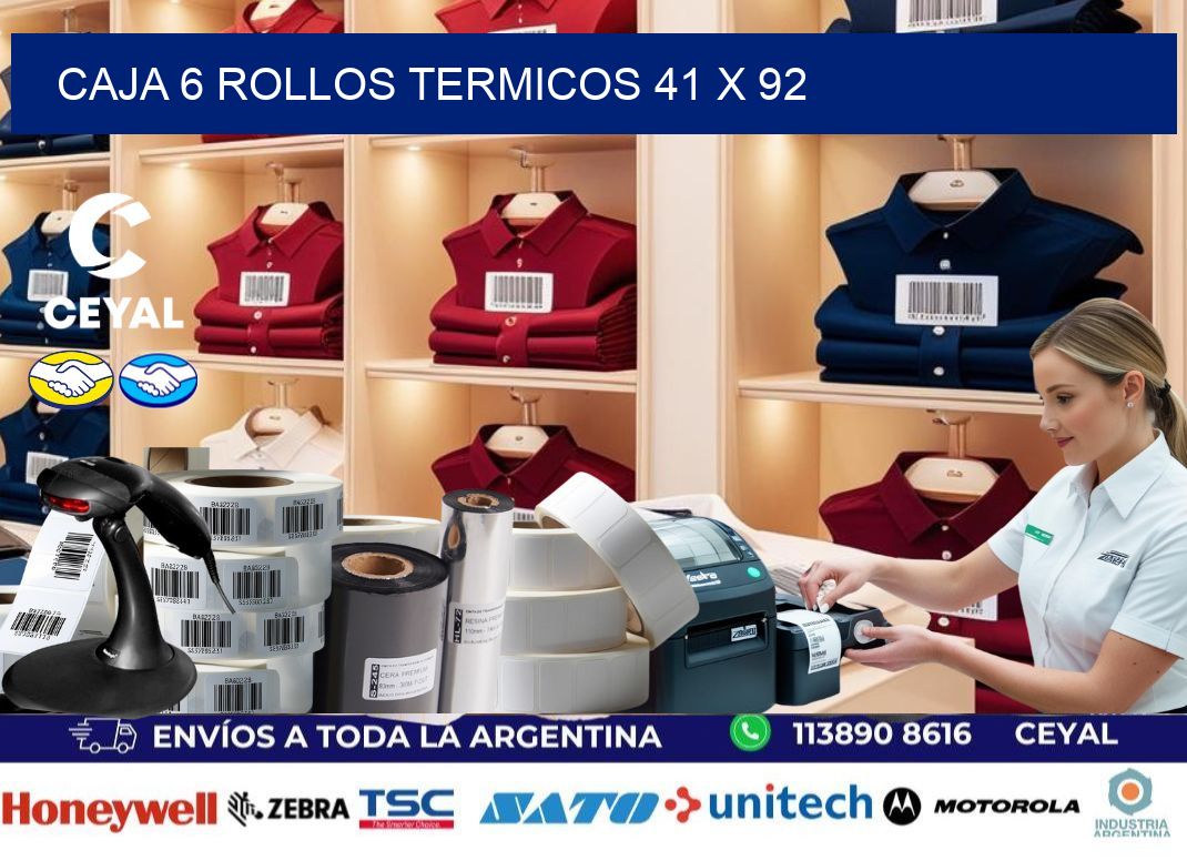 CAJA 6 ROLLOS TERMICOS 41 x 92
