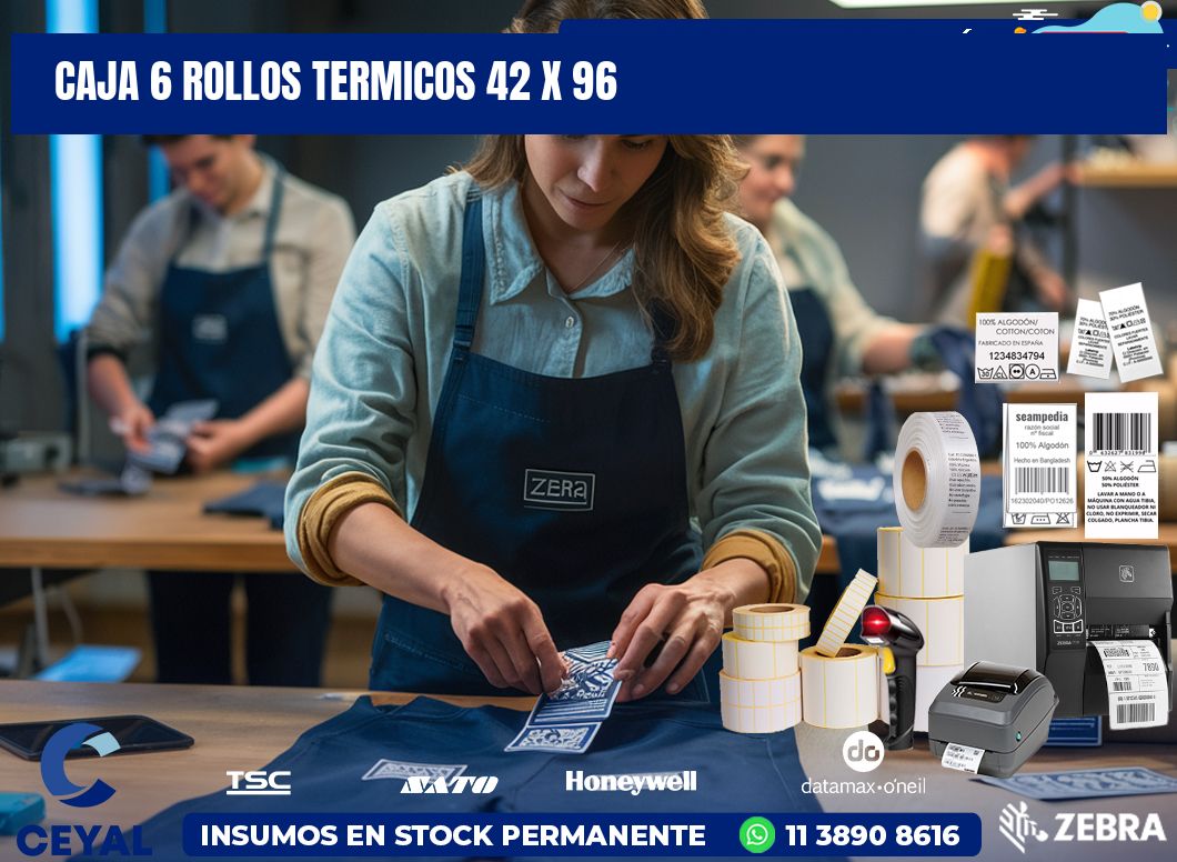 CAJA 6 ROLLOS TERMICOS 42 x 96
