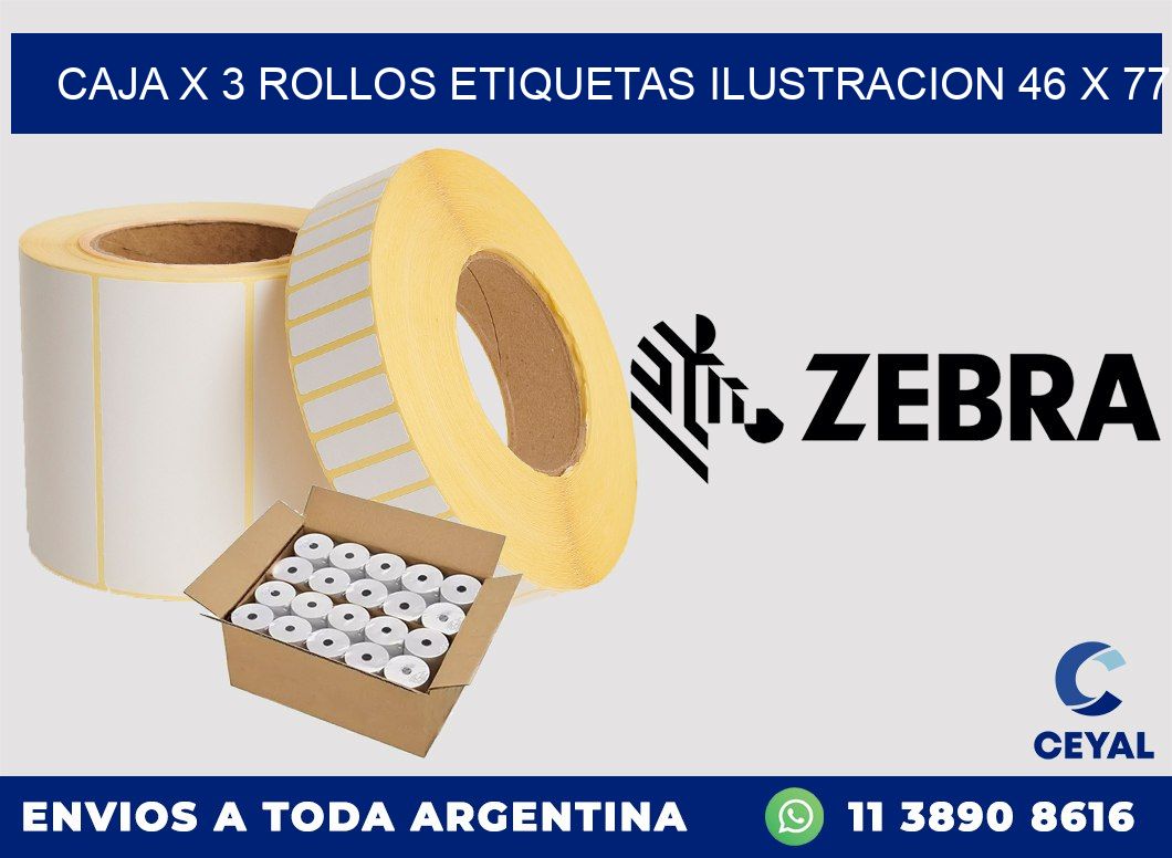 Caja X 3 Rollos Etiquetas Ilustracion 46 x 77