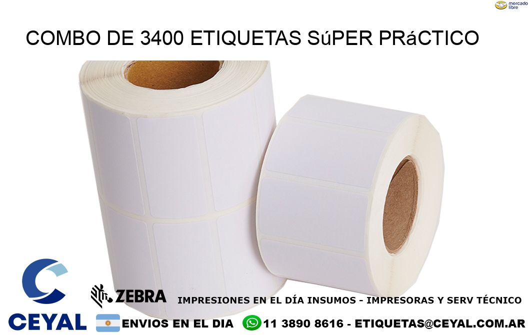 Combo de 3400 etiquetas súper práctico