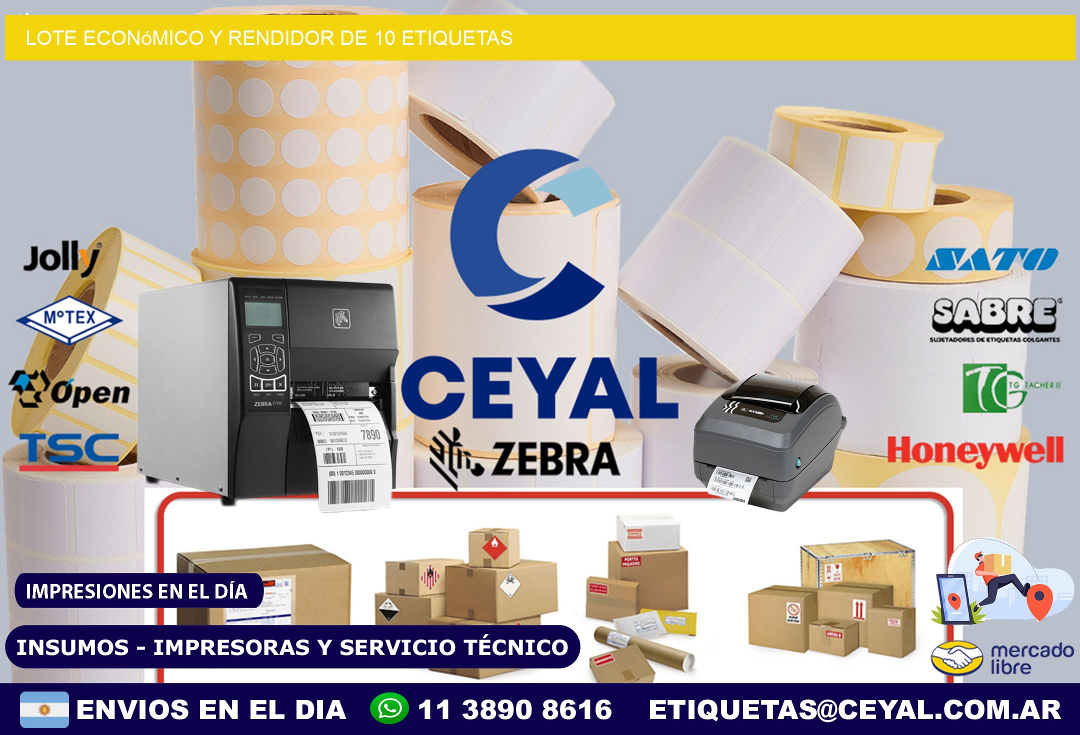 Lote económico y rendidor de 10 etiquetas