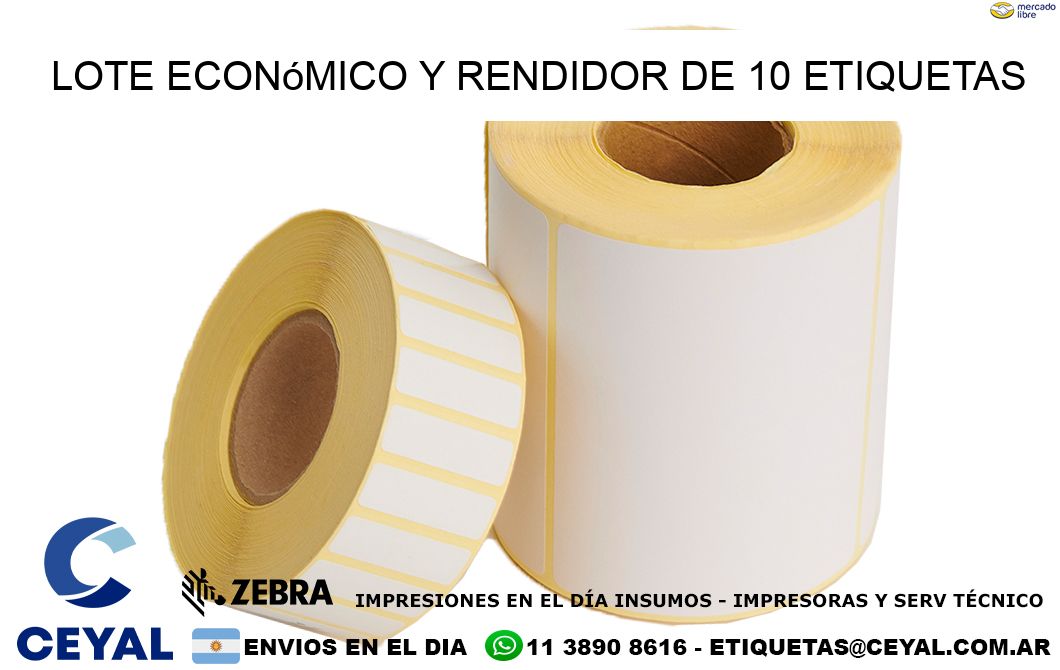 Lote económico y rendidor de 10 etiquetas