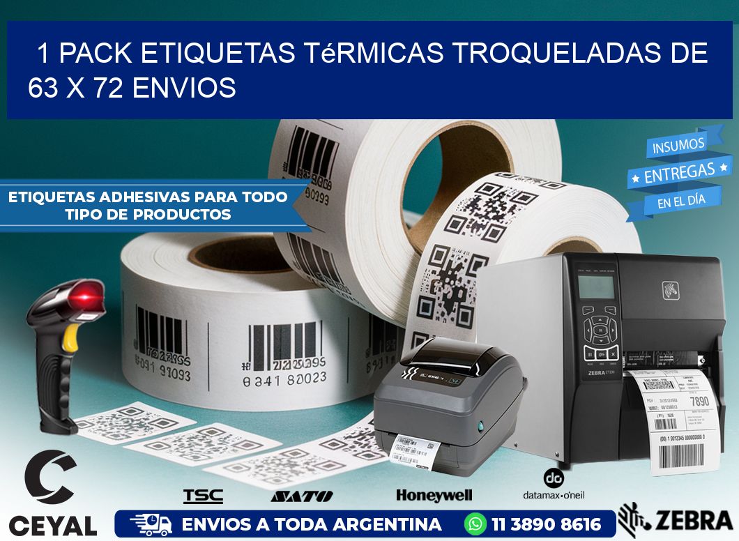 1 Pack etiquetas Térmicas Troqueladas De 63 x 72 ENVIOS
