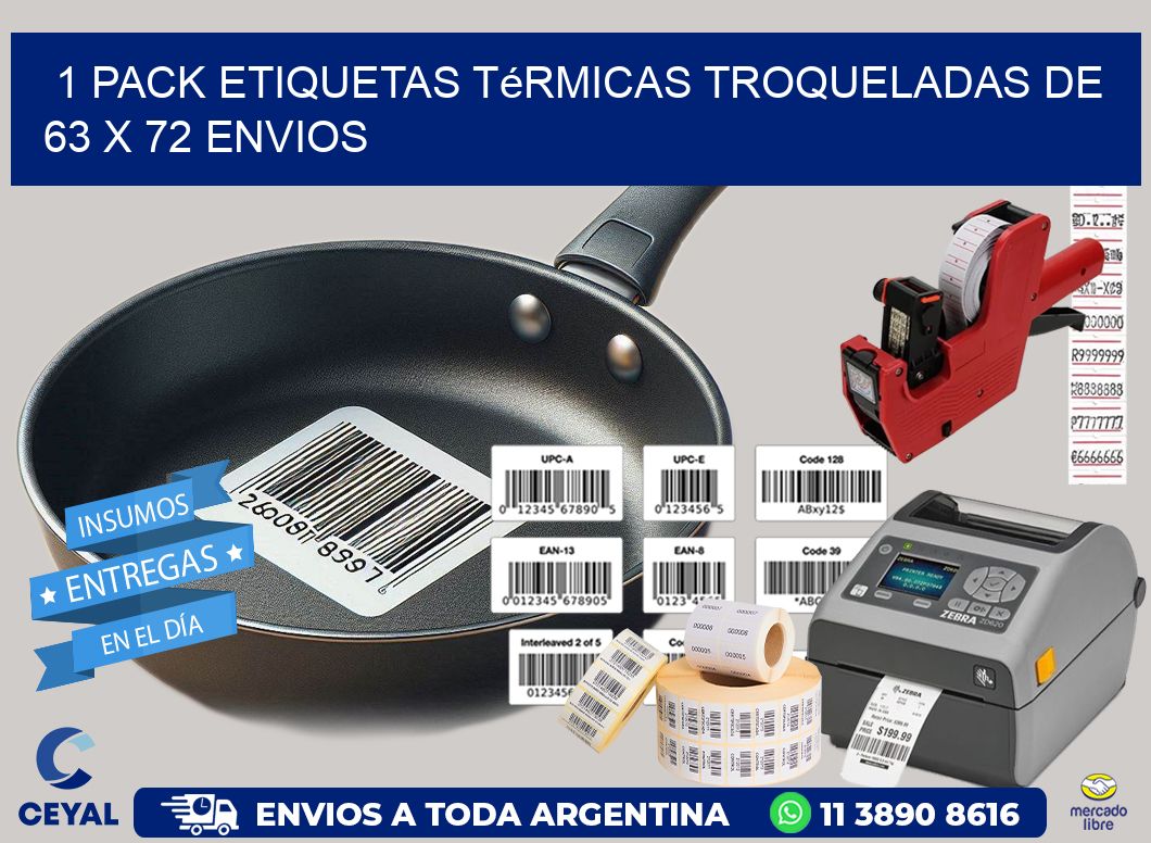 1 Pack etiquetas Térmicas Troqueladas De 63 x 72 ENVIOS