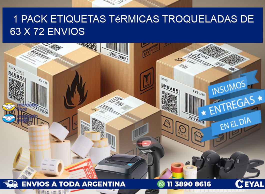 1 Pack etiquetas Térmicas Troqueladas De 63 x 72 ENVIOS