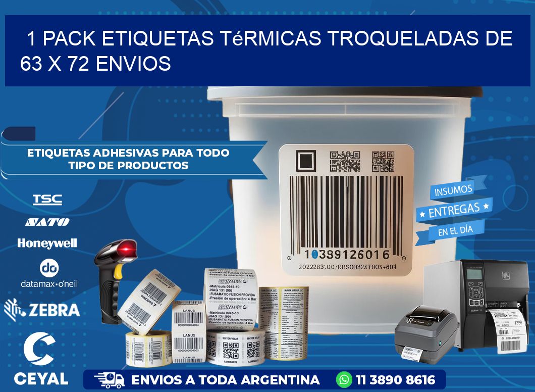 1 Pack etiquetas Térmicas Troqueladas De 63 x 72 ENVIOS