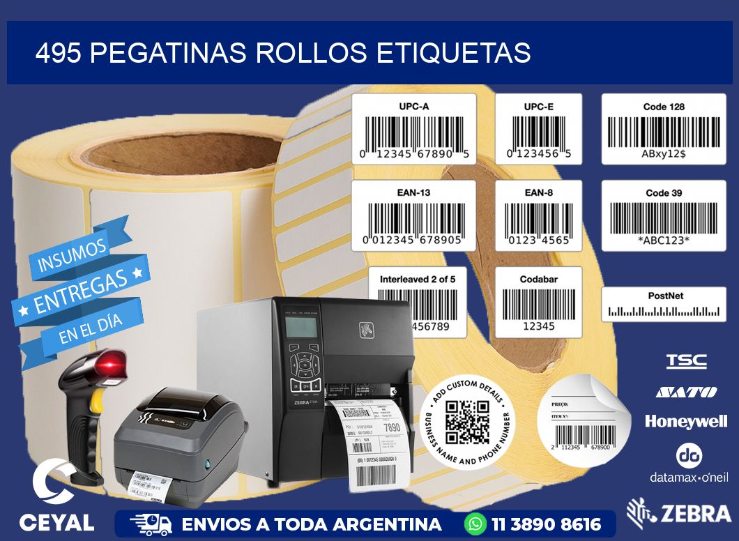 495 Pegatinas rollos etiquetas