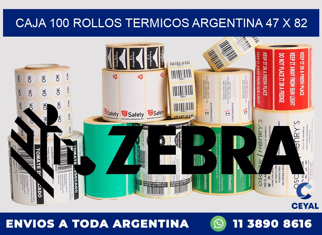 CAJA 100 ROLLOS TERMICOS ARGENTINA 47 x 82
