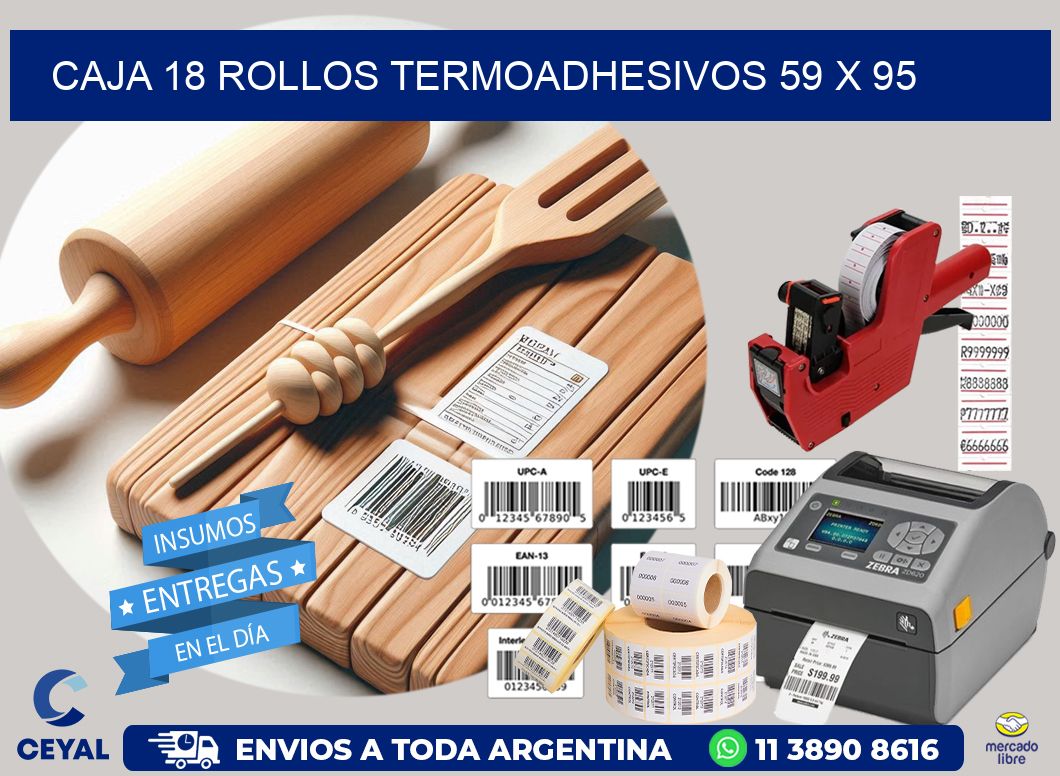 CAJA 18 ROLLOS TERMOADHESIVOS 59 x 95
