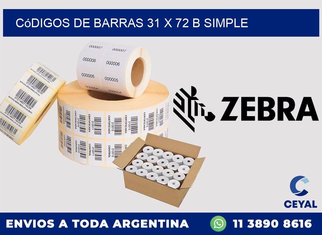 Códigos de Barras 31 x 72 b simple