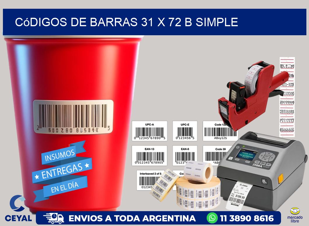 Códigos de Barras 31 x 72 b simple