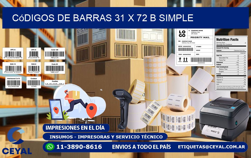 Códigos de Barras 31 x 72 b simple