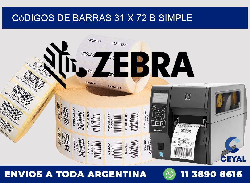 Códigos de Barras 31 x 72 b simple